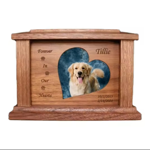 Wood Pet Urn For <b>Ashes</b> <b>Dog</b> Cat <b>Box</b> Personalized Cremation Casket Engraved Bespoke Small Medium Large - Product Image 1