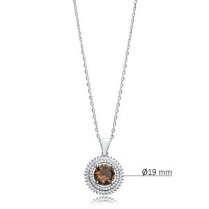 Collier à breloques en pierre de sultanite CZ de forme ronde de 9 mm en argent sterling 925 bijoux turcs faits à la main pour l'acheteur en gros - Product Image 2