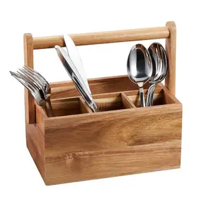 Hot Selling Wooden Caddy Kitchen Cutlery Holder Customized Size Natural Finishing For Tableware