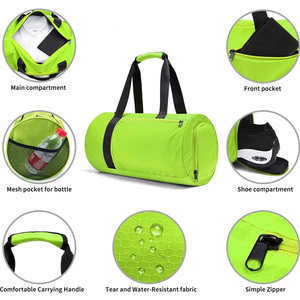 Mess Sports OEM Custom Logo Nylon 30L-40L Sneaker Wet Dry Separation Shoe <b>Compartment</b> Oval Fitness Organizer Sport Gym Duffle - Product Image 3