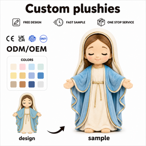 Peluche personnalisée OEM ODM Vierge Marie, jouet en coton doux, poupée religieuse catholique chrétienne, cadeau de baptême et de Noël, certifiée CE - Product Image 1