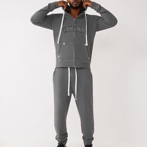 Conjunto Deportivo de Algodón Grueso con Cremallera Completa para Hombre, Marca Privada, Logotipo Personalizado, Costuras en Contraste, Ropa Casual, Conjuntos al Por Mayor - Product Image 4