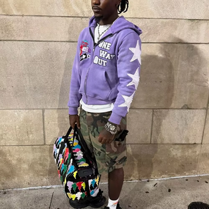 เสื้อแจ็กเก็ตผ้าเกล็ดปลาแบบรูดซิปผ้าเฟรนซ์เทอร์รี่มีฮู้ดสำหรับผู้ชายเสื้อผ้าแนวสตรีทแวร์มีซิปเนื้อผ้ากรดซัก2026 - Product Image 5