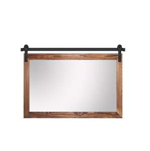 Miroir mural encadré en bois, style porte de grange noire, miroir mural rustique pour salon, salle de bain, entrée - Product Image 1