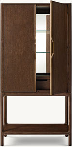 Premium Mango Wood Wine Bar <b>Cabinet</b> with Walnut Finish Glass Home Bar for Basement <b>Outdoor</b> Restaurants Cafes Gyms Hotels - Product Image 5