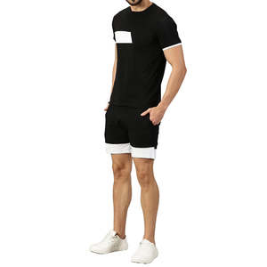 Top Style deux pièces Street Wear ensembles courts pour hommes coupe régulière ensembles jumeaux pour adultes taille coton respirant Jogging porter - Product Image 6