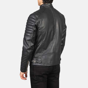 Damian Genuine Cowhide Leather <b>Biker</b> <b>Jacket</b> Reversible with Zippered Closure XS to 6XL Sizes Available - Product Image 5