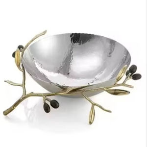 Bol en argent fabriqué à la main en métal fait à la maison bureau cuisine décor bol de concepteur en métal de haute qualité - Product Image 1