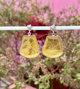 925 <b>Sterling</b> <b>Silver</b> Yellow Sapphire <b>Earring</b> , <b>Women</b> Beautiful <b>Earring</b> . - Product Image 1