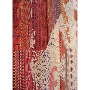 Alfombras Manchaha de Lana y Seda de Bambú Anudadas a Mano, Diseño de Parches Rojos y Naranjas para Uso Doméstico-Les-2646 - Product Image 3