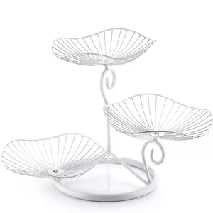 ตะกร้าผลไม้ 3 ชั้น รูปใบบัว สำหรับวางบนเคาน์เตอร์ครัว ผลิตด้วยมือ เป็นมิตรกับสิ่งแวดล้อม ทำจากเหล็ก ของตกแต่งบ้าน Decor Impex - Product Image 3