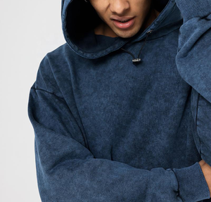 Ensemble de survêtement à capuche en coton lourd décontracté pour homme, coupe régulière, uni, pour l'hiver - Product Image 3