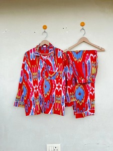 ชุดนอนผ้าฝ้ายสไตล์อินเดียทำมือชุดนอนพิมพ์ลายบล็อกชุดนอนผ้าฝ้ายพิมพ์ลายไม่เหมือนใครชุดนอนผ้าฝ้ายฤดูร้อน - Product Image 3