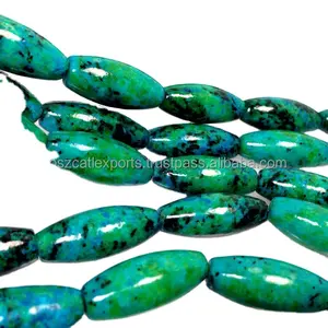 Chrysocolla Azurite lâche perles d'espacement baril 15.5 pouces brin pierre précieuse perle lâche pour la fabrication de bijoux