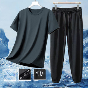 <span class=keywords><strong>Traje</strong></span> Deportivo de Verano para Hombre, Personalizado <span class=keywords><strong>con</strong></span> Logotipo OEM, de Seda Helada Transpirable y Elástica, <span class=keywords><strong>Camiseta</strong></span> de Manga Corta y Pantalones, Talla Grande - Product Image 6