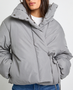 Women <b>Cropped</b> Knitted Woven <b>Puffer</b> <b>Jacket</b> Eco-Friendly Breathable Warm Outerwear Thick Streetwear Fashion Trendy Winter Cozy - Product Image 5