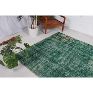 พรมวินเทจสไตล์ตุรกี ขนาด 5.6x5.2 ฟุต พรมสีเขียวลายตะวันตกเฉียงใต้ - Product Image 3