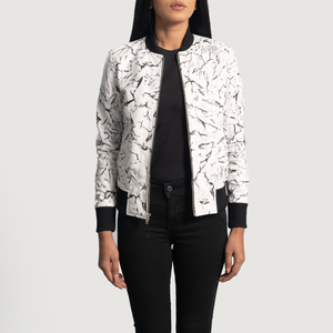 Veste en cuir pour femme en peau d'agneau véritable-Veste universitaire élégante avec doublure en laine respirante au look Streetwear Matériau de remplissage en coton - Product Image 1