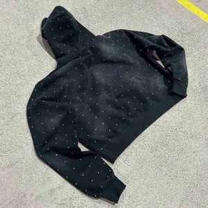 Sweat à capuche appliqué personnalisé 100% coton Sun Faded surdimensionné sweats à capuche pour hommes lavage à l'acide détresse broderie et strass sweats à capuche personnalisés - Product Image 3