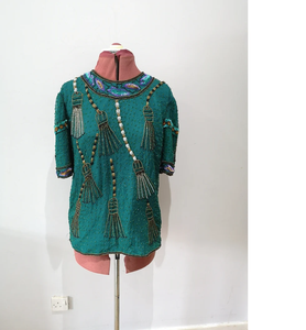 Bling Bling Bling เสื้อตัวสั้นผ้าตาข่ายปักลายดอกไม้ของผู้หญิงเสื้อเอวลอยผ้าซาตินปักลูกปัดเสื้อผู้หญิงเลื่อม - Product Image 1