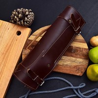 Set pisau dapur koki baja tahan karat kunci manual kualitas tinggi buatan tangan pisau fosfat dengan tas kulit