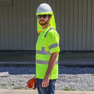 เสื้อเซฟตี้สำหรับผู้ชายสะท้อนแสงแขนสั้นผ้าคอตตอน100% Hi-Vis โลโก้ตามสั่ง - Product Image 6