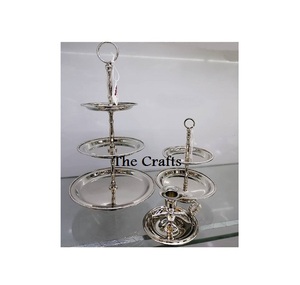 Soporte de chocolate para pastel de color dorado de latón y acero inoxidable Soporte de pastel de doble nivel Tamaño y forma personalizados - Product Image 6