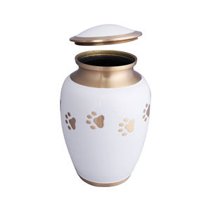 Urnas para mascotas para perros, gatos, cenizas conmemorativas para mascotas, urna de recuerdo para cenizas de perros, urna de latón artesanal blanca con patas grabadas - Product Image 4