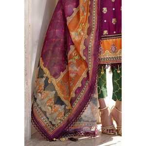 ชุดสูทผ้าไหมดิบปักลายสำเร็จรูป 3 ชิ้น สำหรับผู้หญิง พร้อมผ้าคลุมไหล่ผ้าฝ้ายลายแจ็คการ์ด FE-52008 - Product Image 2