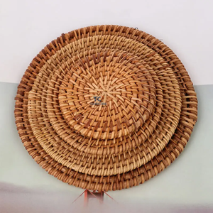 Manufacture Natural Round <b>Woven</b> Placemats Rattan Bowl Mats and Pad Handmade Placemats High Quality - Product Image 2