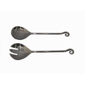 Service à salade en métal poli miroir avec poignée en acier, cuillère et fourchette à salade en métal faites à la main pour la cuisine, prix de gros et en vrac - Product Image 5
