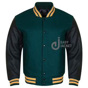 Chaquetas personalizadas para hombre, chaqueta universitaria de cuero auténtico con letras de lana, chaqueta con parches y etiquetas personalizadas para hombre - Product Image 1