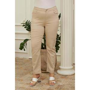 Rmg <b>Elastic</b> <b>Waist</b> Plus Size Cream Cotton <b>Trousers</b> - Product Image 1