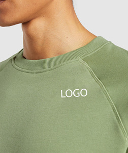 Nouveau vert sauge manches Ragan 100% coton sweat à capuche pour hommes Logo personnalisé Slim Fit décontracté en gros unisexe pull à capuche - Product Image 6