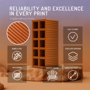 Filamento per Stampante 3D WINKLE Brick PLA HD Testurizzato 1.75mm 1kg, Qualità Europea ES Biodegradabile, Facile da Stampare, Alta Precisione 190-230 - Product Image 4