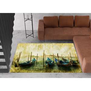 Tapis d'art Gondole de Venise : Tapis de sol vintage avec scène de canal italien, tapis en chenille - Product Image 1