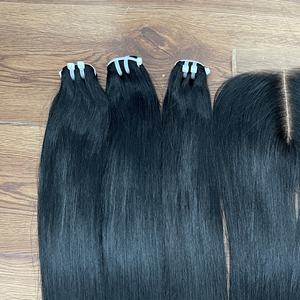 Extensiones de Cabello Humano Vietnamita Natural de Color Negro, Liso, con Trama a Máquina, de Gran Longitud - Product Image 2