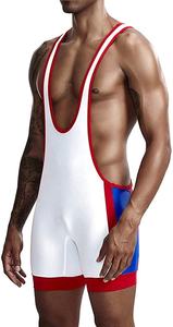 Singlet de lucha de corte alto estilo folk con costuras planas, sublimación personalizable, ultraligero - Product Image 2
