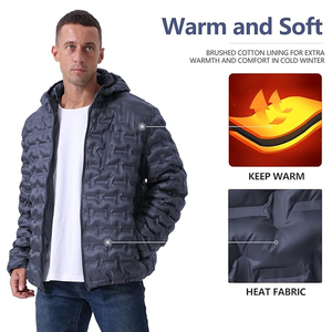 Veste matelassée décontractée pour hommes Manteau d'hiver avec fermeture éclair complète Bomber matelassé Veste respirante en toile à capuche coupe-vent Vêtements d'extérieur isolés - Product Image 4