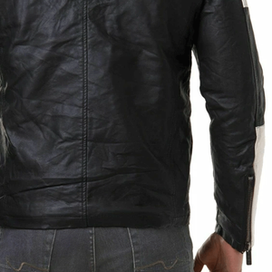 Chaqueta de moto de talla grande de invierno de cuero genuino para pilotos con protección CE blindada Unisex en blanco y negro - Product Image 6