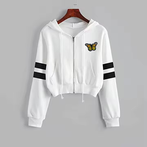 Sweat à capuche court imprimé en molleton Logo personnalisé Femmes Vente à chaud de haute qualité 100% coton polaire surdimensionné - Product Image 6