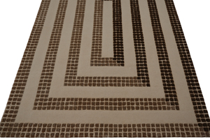 Dual Tone Tan <b>Brown</b> Charcoal 100% <b>Wool</b> Thin Medium Pile Hand Tufted Modern Geometrical Design Eco-Friendly Rectangle Rug for - Product Image 4