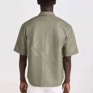 Chemise en cuir tricoté solide de nouvelle conception, coupe ajustée tendance, fermeture éclair, légère, séchage rapide, élégante, mode de rue, tenue de soirée - Product Image 5