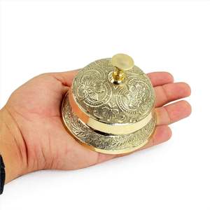 Cloche de bureau classique en laiton massif antique avec travail d'art traditionnel | Cloche de bureau bruyante - Product Image 3