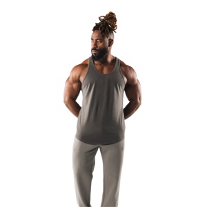 Débardeur côtelé blanc sans manches pour homme Débardeur amincissant pour homme Débardeur athlétique pour homme Muscle Fit - Product Image 1