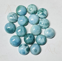 Larimar rond cabochon blanc bleu pierre précieuse en vrac en gros fabrication de bijoux en argent dos plat 3mm à 30mm pectolite bleu ciel