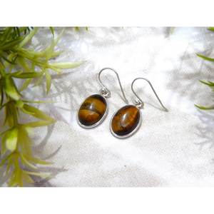 Minimalist 925 Sterling Silver <b>Fine</b> <b>Stud</b> <b>Earrings</b> Rose Gold Tiger Eye Gemstone Handmade Everyday Jewelry Perfect Gift for Her - Product Image 2
