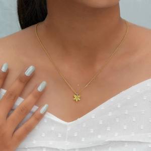 Unique 1ctw Jaune 2.5*5mm Marquise Cut Lab Grown Diamant Style Floral Pendentif Collier 10k Or Massif Collier Cadeau pour Elle - Product Image 2