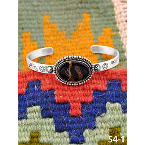 Southwest Handmade Black Jack Turquoise & Sterling Silver Fashion Cuff Bracelet Elegant & Stylish Accessory - Product Image 3