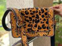 Sac à main femme en cuir de vache, imprimé léopard, fourre-tout à bandoulière, bourse pour filles